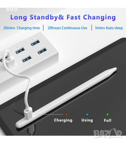 Стилус писалка за iPad (2018-2025), снимка 6 - Друга електроника - 53598674