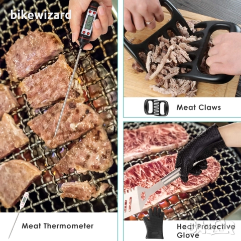 Комплект от 32 прибора за барбекю, комплект инструменти за грил от неръждаема стомана НОВО, снимка 2 - Барбекюта - 52546054