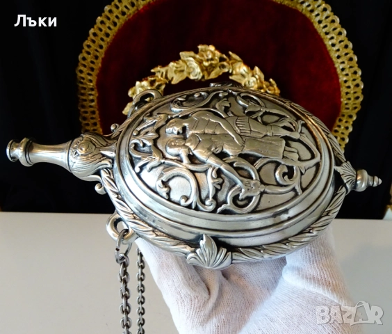 Калаена барутница Адам и Ева,калаена сватба. , снимка 3 - Антикварни и старинни предмети - 52777010