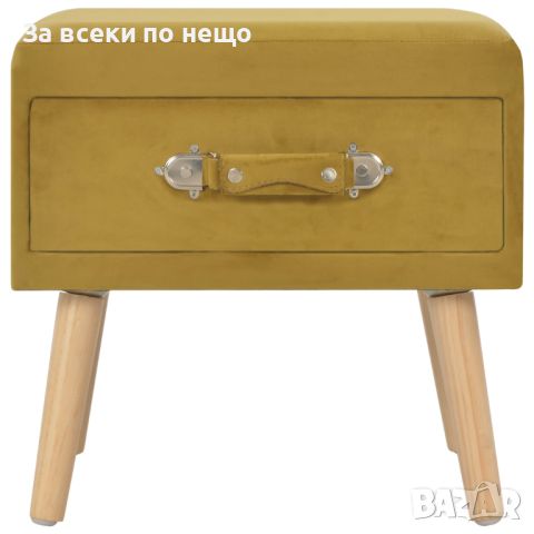 Нощно шкафче, цвят горчица, 40x35x40 см, кадифе, снимка 6 - Шкафове - 45407780