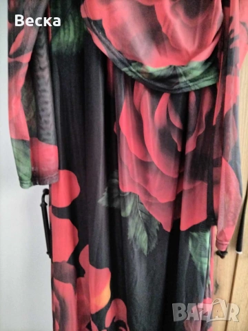 Елегантна рокля с рози, снимка 2 - Рокли - 53198542