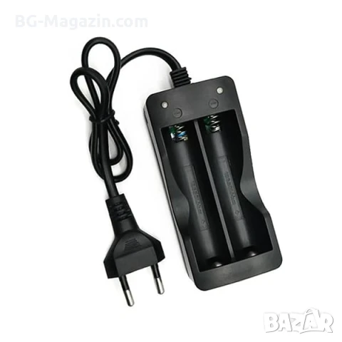 Евтино зарядно устройство за литиеви батерии Li-Ion 2 слота 2 батерии 18650 3.7V с кабел за контакт, снимка 2 - Друга електроника - 51041602