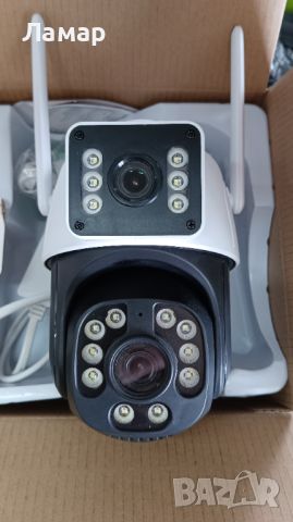 Двойна IP камера 6MP WiFi с iCSee безжична нощно виждане, снимка 1 - IP камери - 45877573