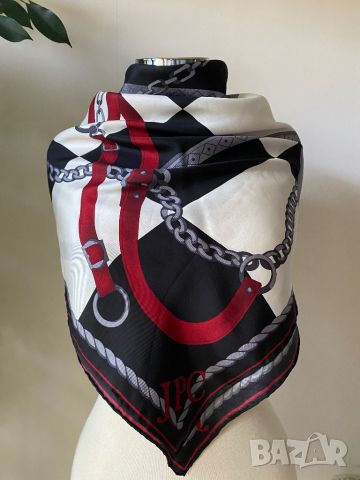 Летен шал/ кърпа за глава в черно и бяло, снимка 5 - Шалове - 46307317