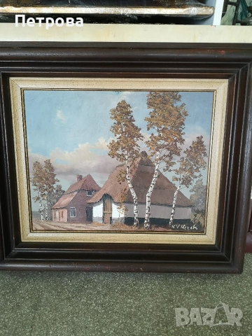 Стара маслена картина върху платно. 