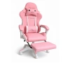Ергономичен розов геймърски стол с поставка за крака, снимка 8