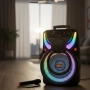 Преносима караоке тонколона с микрофон , 8W, RGB LED светлини, ДУ, Bluetooth, USB порт, TF/SD слот, снимка 12
