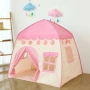 4752 Розов детски кът „Замък“ (130 см) – Сгъваема палатка за стая и двор с включени прозорчета, снимка 1