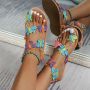 Дамски едноцветни плажни сандали с кръгли пръсти в етнически стил, 7цвята , снимка 15
