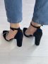 Дизайнерски черни дамски затворени сандали с ток за очарователен стил, снимка 3