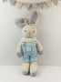 Зайче с гащеризонче, плетени играчки, играчка ръчна изработка, плетено зайче, снимка 1