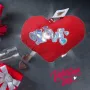 Подаръчна плюшена музикална възглавничка Сърце с бляскав надпис LOVE, 20см, снимка 6