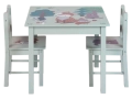Детска дървена маса с 2 стола / С мотиви на горски животни, снимка 1