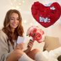 Подаръчна плюшена музикална възглавничка Сърце с бял надпис LOVE, 40см, снимка 1 - Романтични подаръци - 45672350