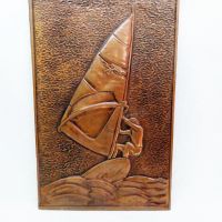 Медна картина - Сърфист , снимка 1 - Антикварни и старинни предмети - 45520148