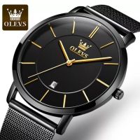 Уникален нов мъжки ръчен часовник Olevs с метална верижка в черен цвят., снимка 1 - Мъжки - 45407082
