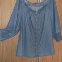 Дънкова риза/блуза , снимка 2 - Ризи - 45529114