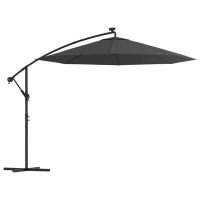 vidaXL Градински чадър с LED осветление стоманен прът 300 см антрацит(SKU:44521, снимка 1 - Градински мебели, декорация  - 45605642