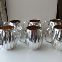 Прекрасни чаши(халби)шест броя силвер плейт(silver plate)вместимост 350 мл., снимка 2 - Чаши - 45254333