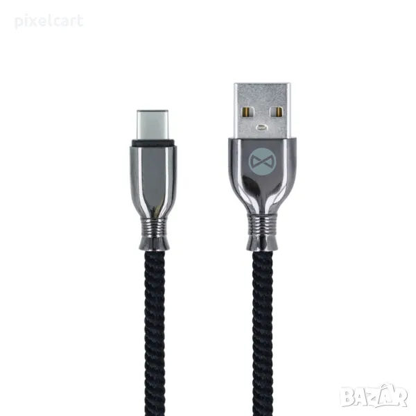 Кабел Forever Tornado USB към USB-C, 1.0 m, 3A , черен, снимка 1