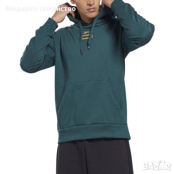 Мъжко спортно горнище reebok identity thermowarm graphene cotton hoodie green, снимка 1