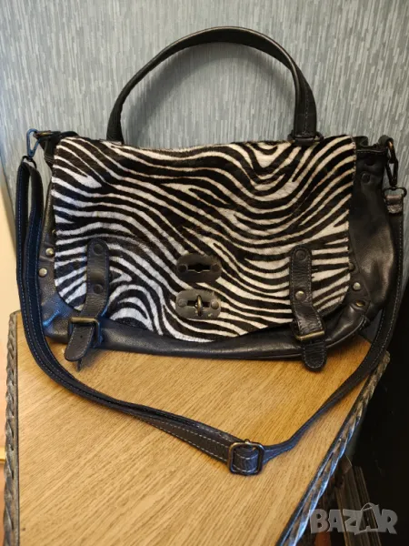 Vera pele чанта с естествена кожа от зебра, снимка 1
