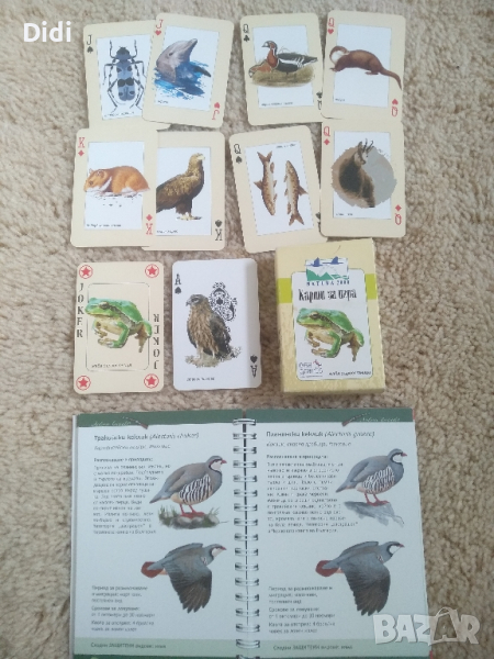 Карти за игра и книжка за диви птици , снимка 1