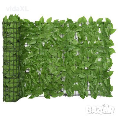 vidaXL Балконски параван със зелени листа, 400x75 см（SKU:315496, снимка 1