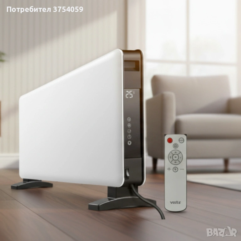 Конвектор Voltz – 2000W, LED дисплей, WiFi управление през TUYA Smart App, снимка 1