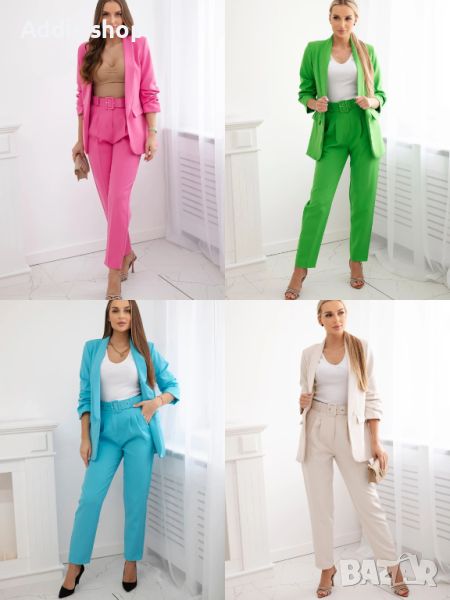 Елегантен дамски комплект сако и панталон, 4цвята , снимка 1