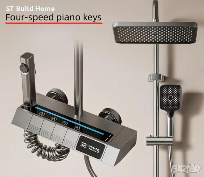 Луксозна Душ Система с Цифров Термометър, Атмосферна LED Светлина и 4 Водни Изхода , снимка 1