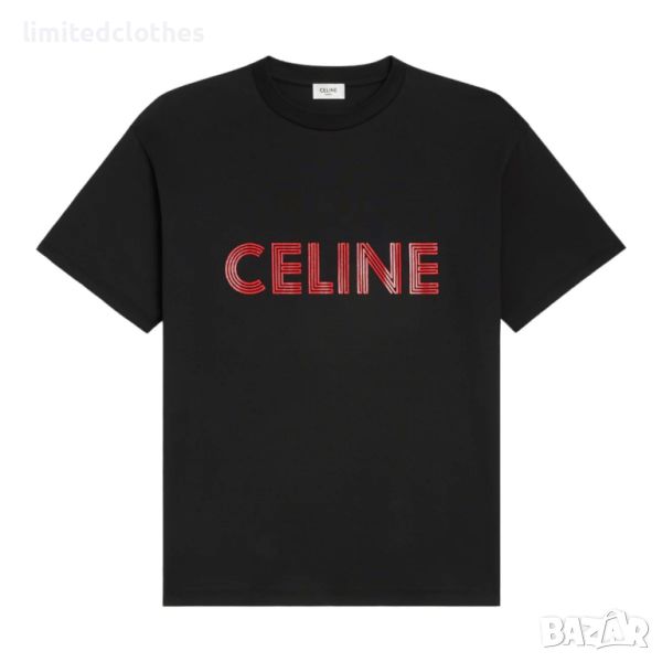 CELINE Red Ziggy Logo Print Мъжка Тениска size L, снимка 1