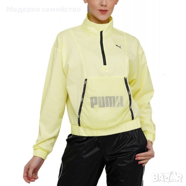 Дамско яке puma windcell logo woven quarter zip sweatshirt green, снимка 1