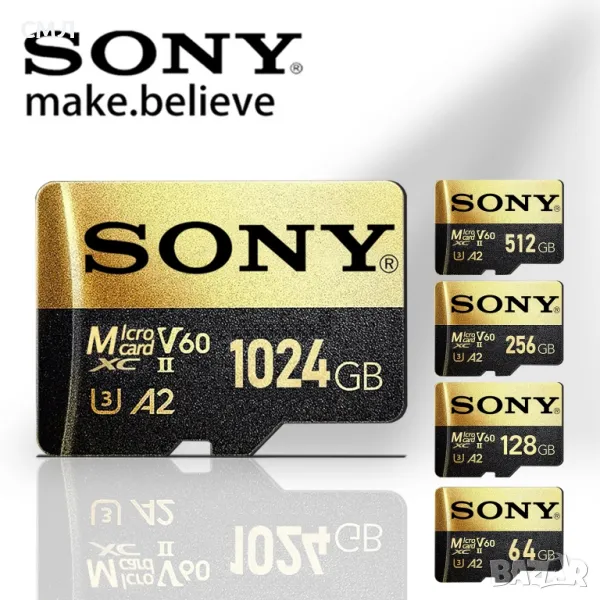 Карта с памет SONY 128GB, 256GB, 512GB, 1TB, 2TB (Micro SD) + Adapter / Адаптер, снимка 1