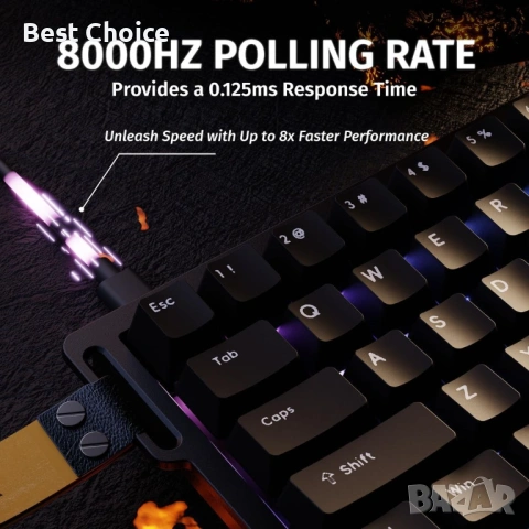 Геймърска клавиатура ATTACK SHARK X68 HE 8000Hz Rapid Trigger, 0.01 mm RT точност, кабелна RGB 60% , снимка 9 - Клавиатури и мишки - 53056312