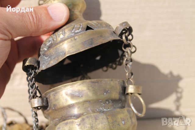Старо бронзово кандило, снимка 9 - Антикварни и старинни предмети - 45422053