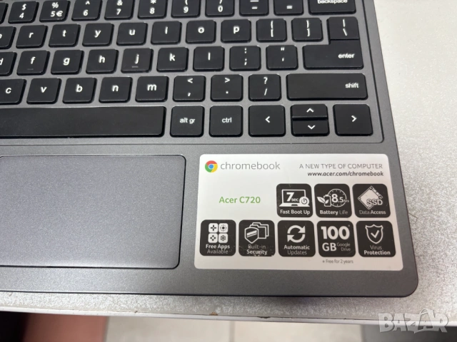 ЛАПТОП Acer Chromebook C720 ZHN Celeron N957U 2GB 16GB 1366x768 клас A - Chrome OS, снимка 10 - Лаптопи за дома - 53564262
