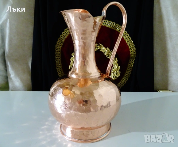 Медна кана за вино 2.5 л.,кована чиста червена мед. , снимка 3 - Антикварни и старинни предмети - 53296483