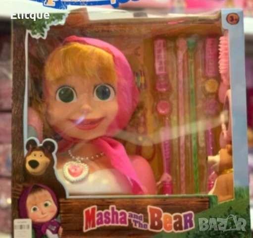 Кукла за прически „Маша и мечокът“ – Торс с дълга коса и аксесоари за оформяне, снимка 4 - Кукли - 53005360