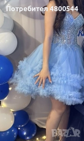 Елегантна бална/официална рокля – светлосиня, S размер, снимка 3 - Рокли - 54234552