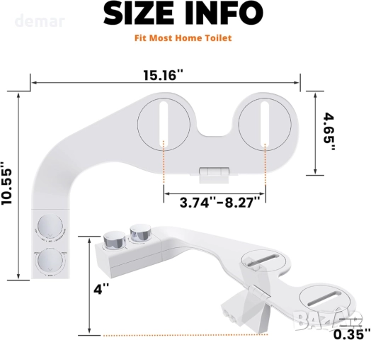 Приставка за Биде за тоалетна чиния с обръщане ляво/дясно, двойни дюзи (задно и женско измиване), снимка 2 - Други стоки за дома - 52089073