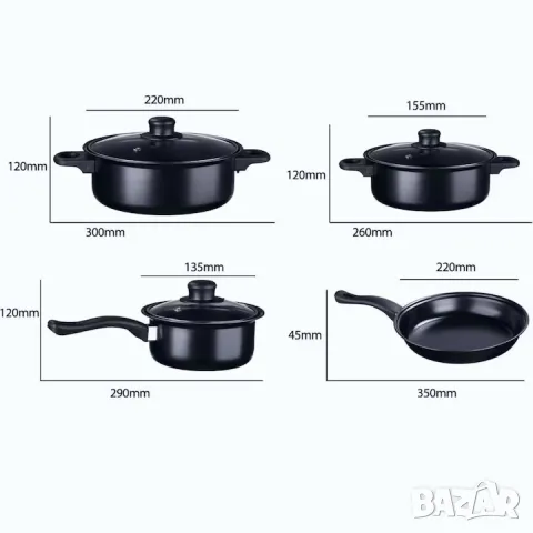 Топ цена! Комплект съдове за готвене от 13 части, Незалепващо покритие, снимка 5 - Съдове за готвене - 50394804