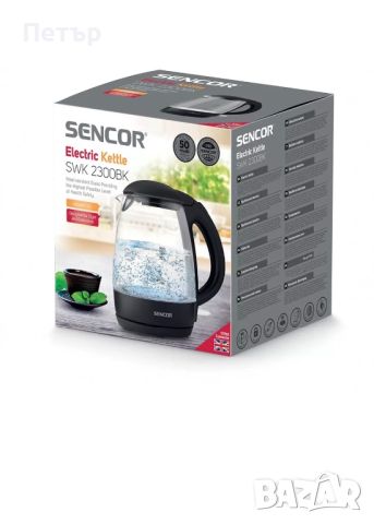 Електрическа кана SENCOR SWK 2300BK, 1,2 л, 2200W, Черен - Код G5452, снимка 6 - Кани - 46698527