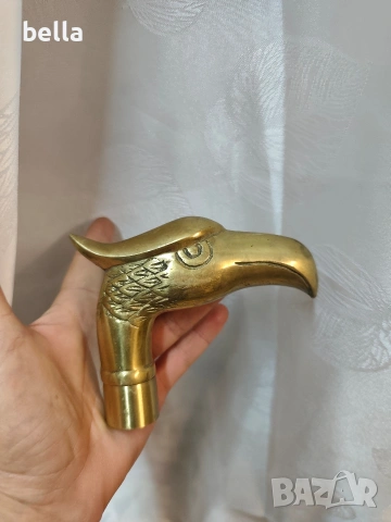 Бронзова дръжка за бастун -орлова глава-масивна, снимка 2 - Антикварни и старинни предмети - 54238635