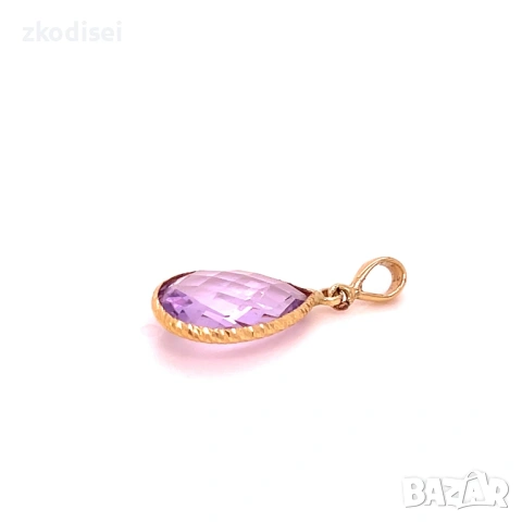 Златен медальон с аметист 1,45гр. 14кр. проба:585 модел:37871-2, снимка 2 - Колиета, медальони, синджири - 54038833