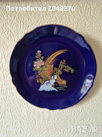 ЯПОНСКИ ПОРЦЕЛАН с позлата 24 кт Декоративна Чиния за Стена , снимка 2 - Антикварни и старинни предмети - 53747032