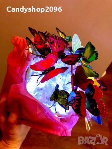 Светещи букети,вие избирате цвят на пеперудите, снимка 3 - Декорация - 46460570