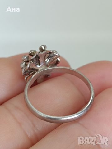 Красив сребърен пръстен с циркони, снимка 2 - Пръстени - 46246395