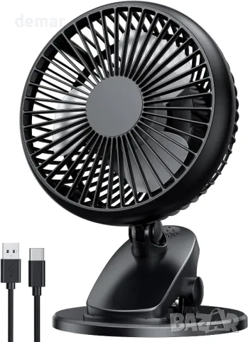 FCOOL Clip Fan, 5000mAh акумулаторен преносим настолен вентилатор, USB C, 4 скорости, снимка 1 - Други стоки за дома - 49363265