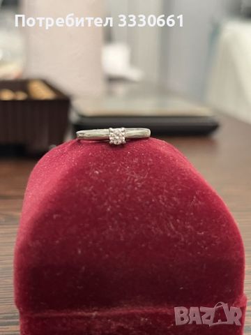 Годежен пръстен от бяло злато и брилянт, снимка 5 - Пръстени - 45826376